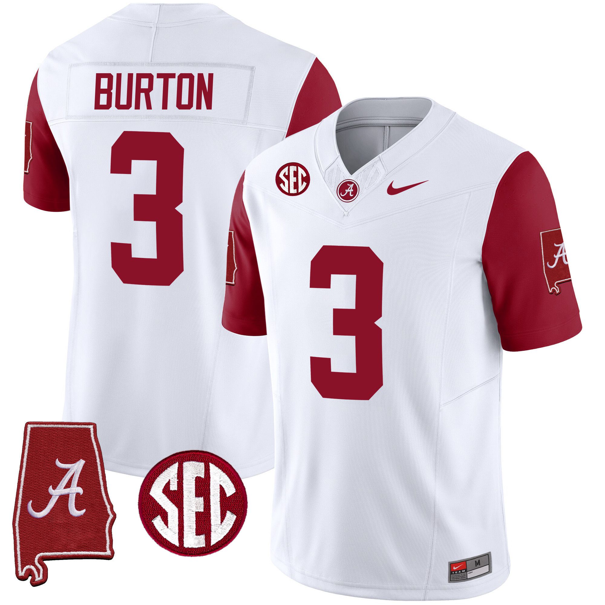 Men Alabama Crimson Tide #3 Burton White 2024 Nike Vapor Limited NCAA Jersey style 2